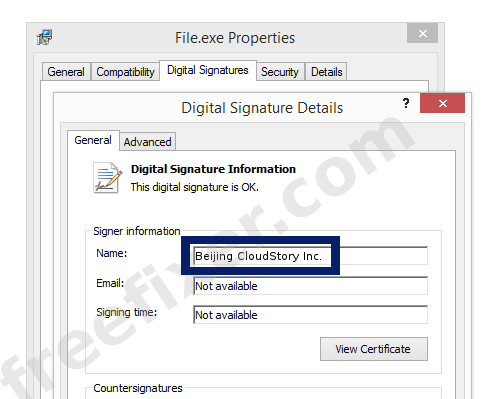 Screenshot of the Beijing CloudStory Inc. certificate